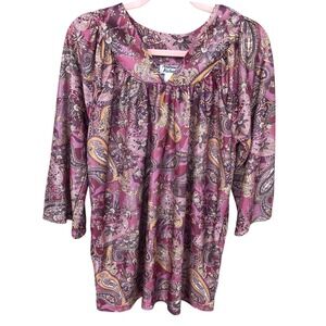 VTG Anthony Richards Tunic Top Women's Medium Stretch‎ Watercolor Paisley